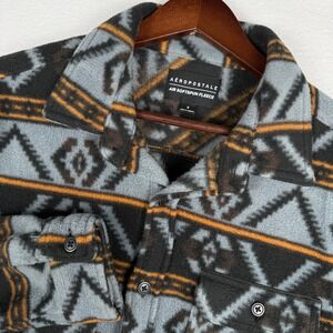 Aeropostale Mens S Air Softspun Fleece Southwestern Geometric Shacket Shirt